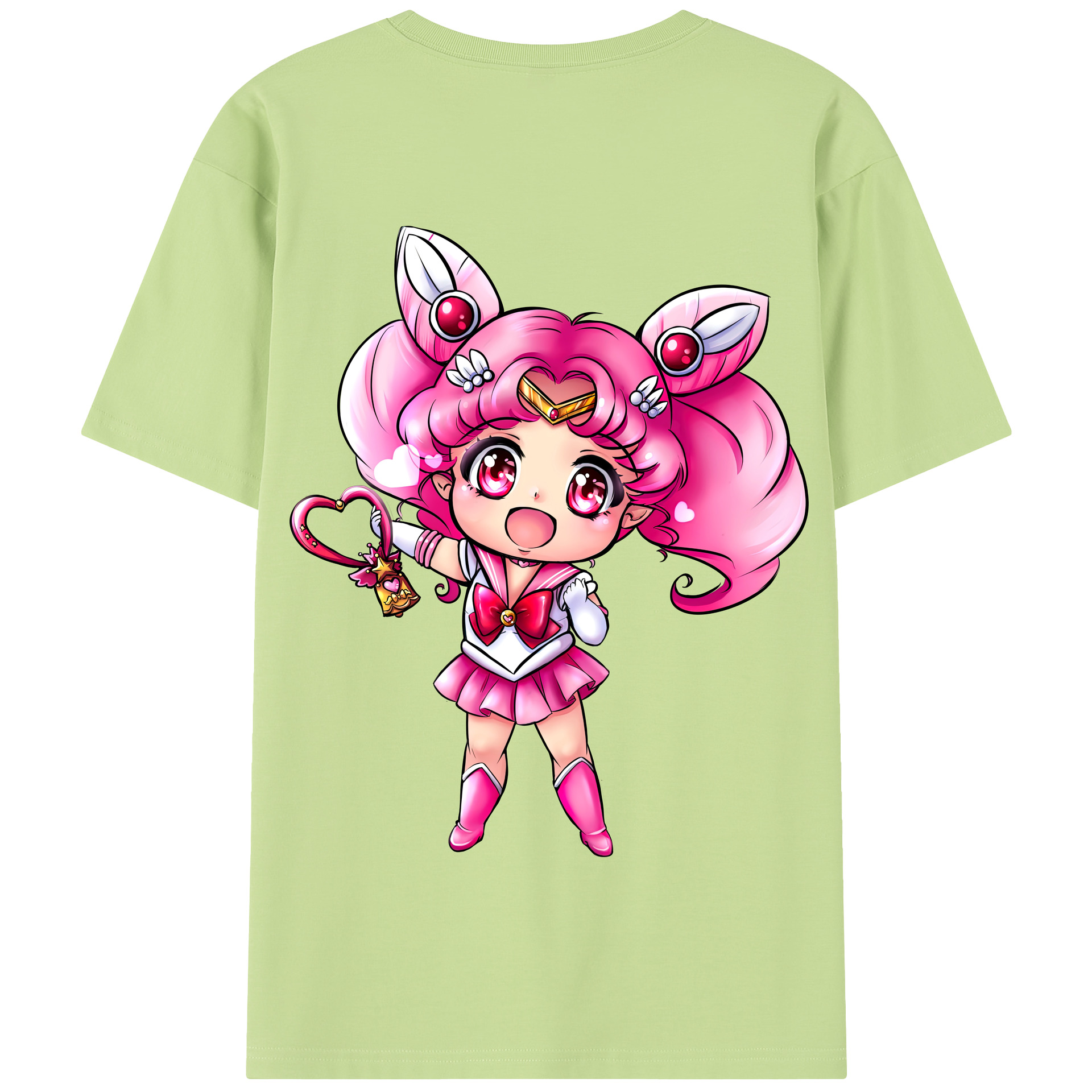 （画像用） 美少女戦士セーラームーン ちびうさ Sailor Moon Chibiusa Tsukino Usagi Small Lady Serenity 綿100％半袖Tシャツ（背面プリント）
